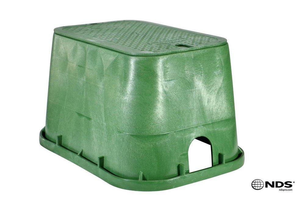 NDS Green 19 in. Rectangle Valve Box with Irrigation Control Valve Cover in Green 