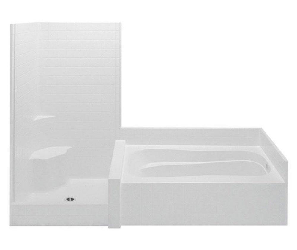 Aquatic White 114 x 43-1/4 in. Tub & Shower Unit 