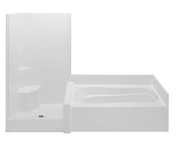 114 x 42 in. Left Hand Tub & Shower Unit in White