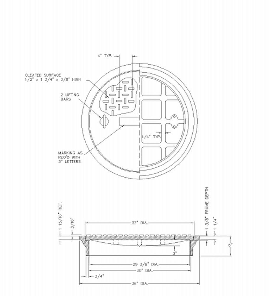 Olympic Foundry 4 in. Flange Down Manhole Ring and Lock Cover 