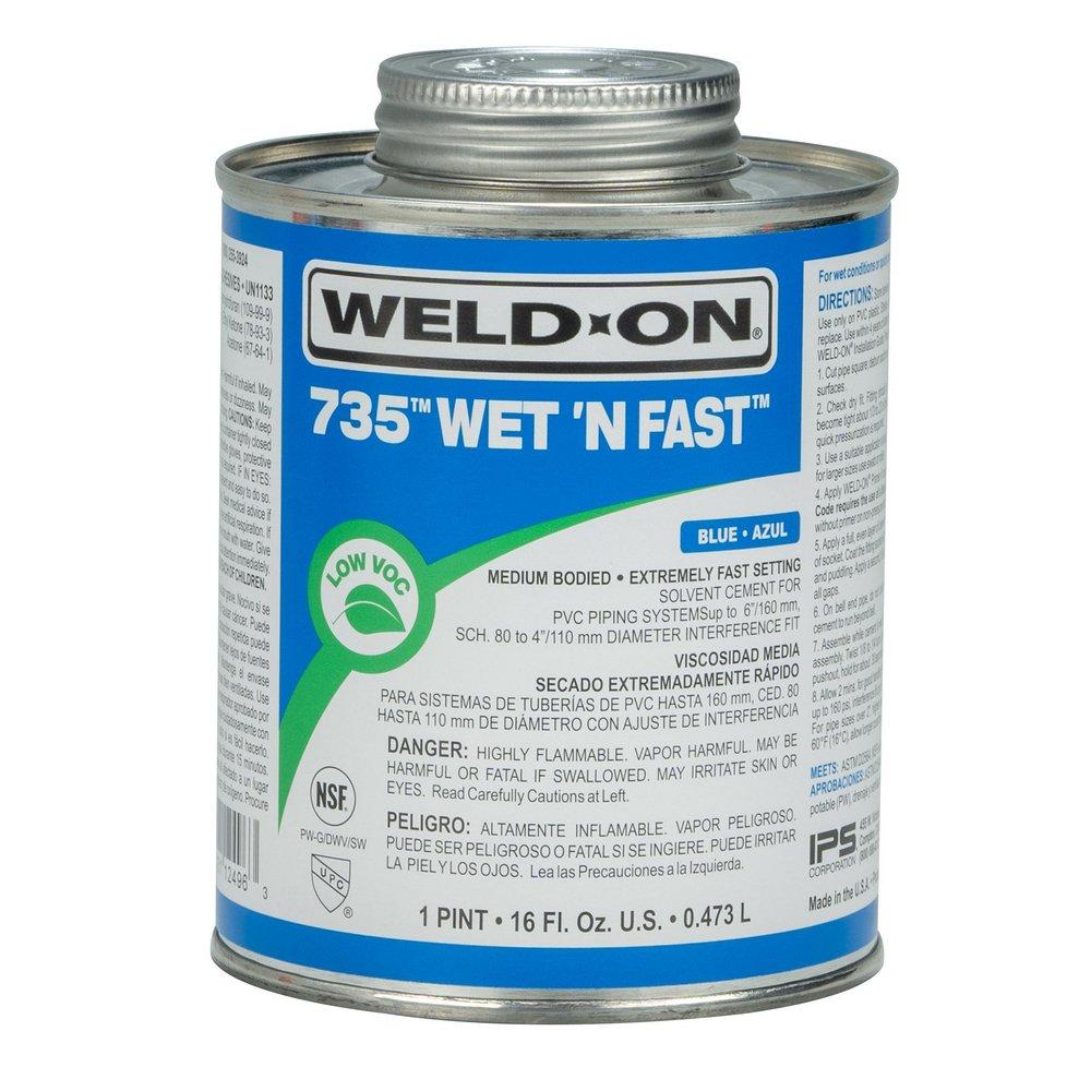 Weld-On&reg; Fast Set Plastic Blue Pipe Cement 