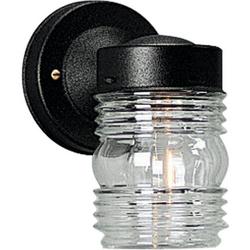1 Light 75W Clear Marine Glass Outdoor Wall Light Black