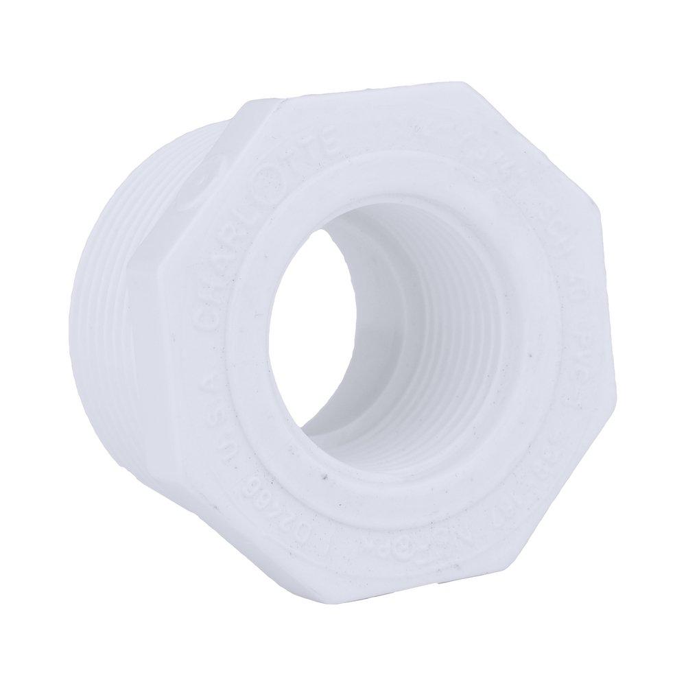 White PVC Schedule 40 Male x Female Threaded Bushing 