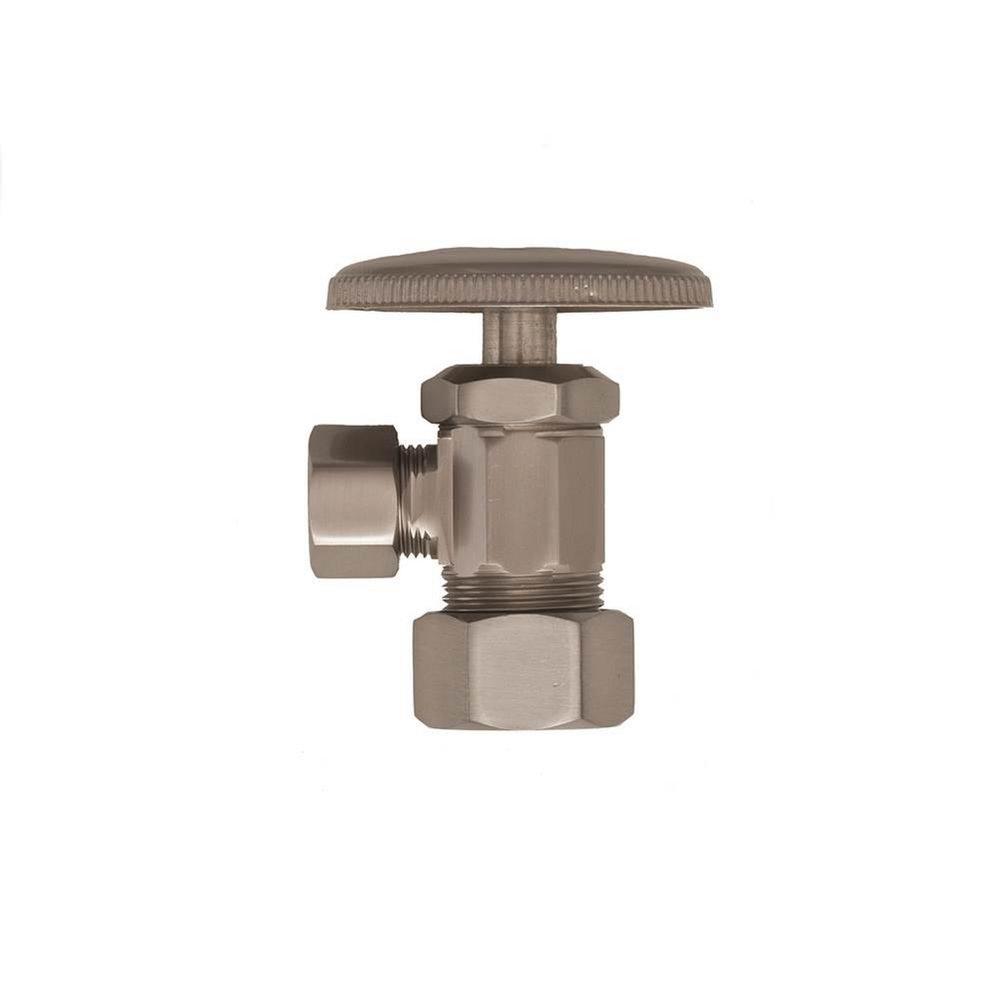 Trim to the Trade Satin Nickel 1/2 x 3/8 in. Compression x OD Compression Oval Handle Angle Supply Stop Valve 
