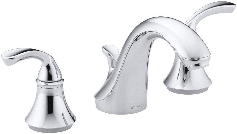 KOHLER Polished Chrome Two Handle Widespread Bathroom Sink Faucet with Metal Pop-Up Drain 