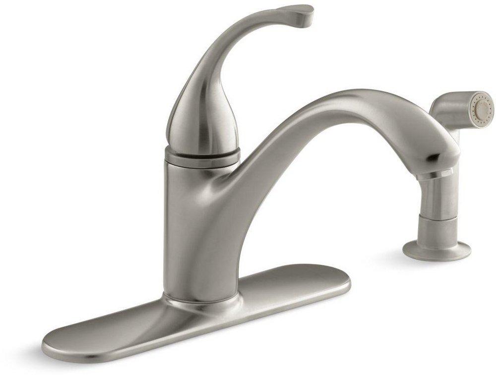 KOHLER Vibrant&reg; Brushed Nickel Single Handle Kitchen Faucet with Side Spray 