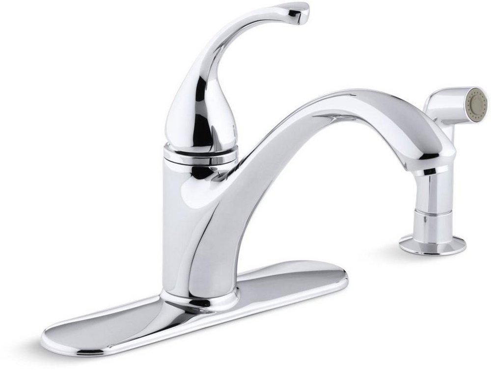 KOHLER Polished Chrome Single Handle Kitchen Faucet with Side Spray 