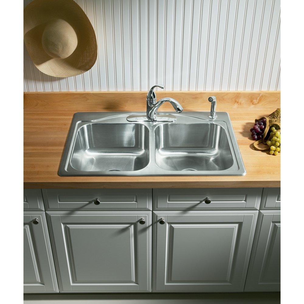 KOHLER Polished Chrome Single Handle Kitchen Faucet with Side Spray 