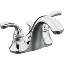 3-Hole Deckmount Centerset Lavatory Faucet with Double Lever Handle and Plastic Drain in Brushed Chrome