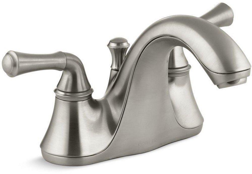 KOHLER Vibrant&reg; Brushed Nickel Two Handle Centerset Bathroom Sink Faucet 