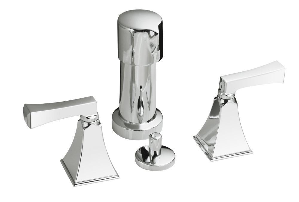 KOHLER Polished Chrome 2.5 gpm 4-Hole Vertical Spray Bidet Faucet with Double Lever Handle 
