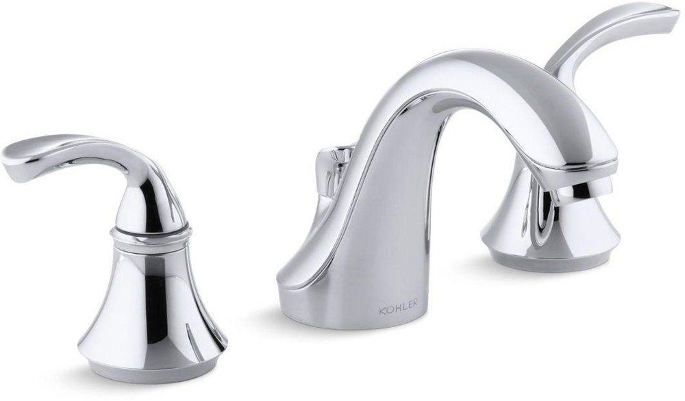 KOHLER Polished Chrome Two Handle Widespread Bathroom Sink Faucet 