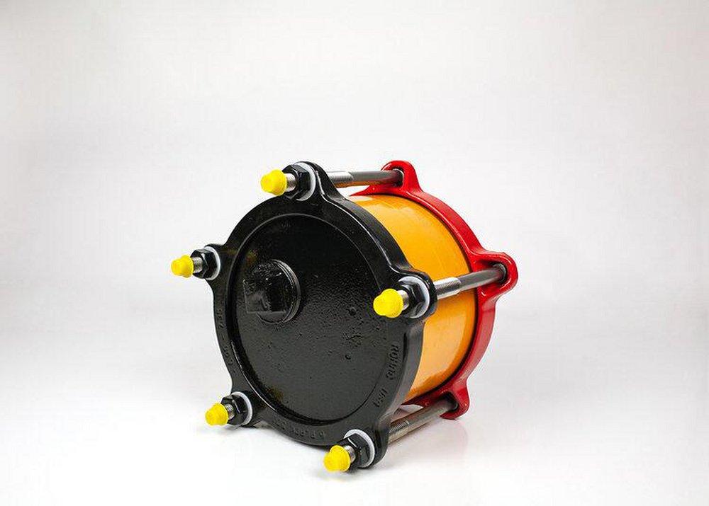 Romac Industries Black Yellow Shop Coated Restraint Joint End Cap Ductile Iron Coupling 