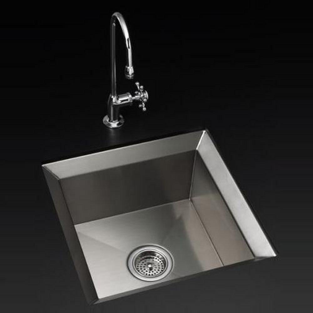 KOHLER Stainless Steel 18 x 18 in. No-Hole Undermount Bar Sink 