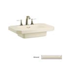 3-Hole Bathroom Rectangular Lavatory Basin with 4 in. Faucet Centerset in Almond