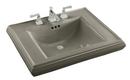 3-Hole Bathroom Rectangular Lavatory Sink with 4 in. Faucet Centerset and Center Drain in Cashmere
