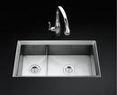 KOHLER Stainless Steel 33 x 18 in. No Hole Double Bowl Undermount Kitchen Sink 