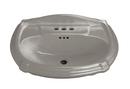 3-Hole Pedestal Rectangular Bathroom Sink with 4 in. Faucet Centerset and Center Drain in Cashmere