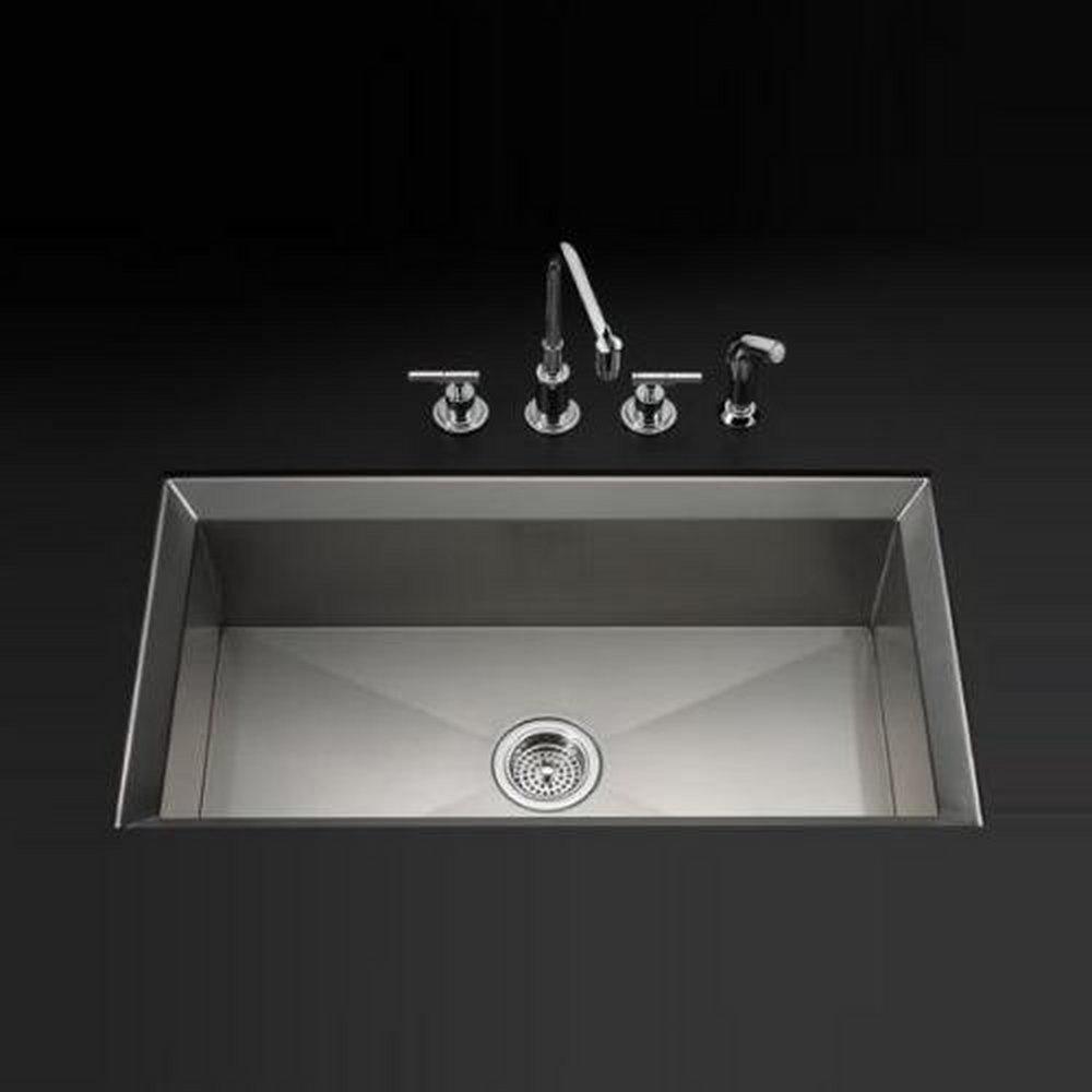KOHLER Stainless Steel 33 x 18 in. No Hole Single Bowl Undermount Kitchen Sink 