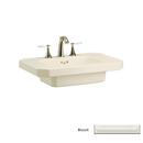 3-Hole Bathroom Rectangular Lavatory Basin with 4 in. Faucet Centerset in Biscuit