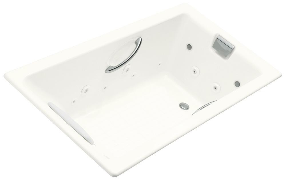 KOHLER White 66 x 36 in. Whirlpool Drop-In Bathtub with Reversible Drain 