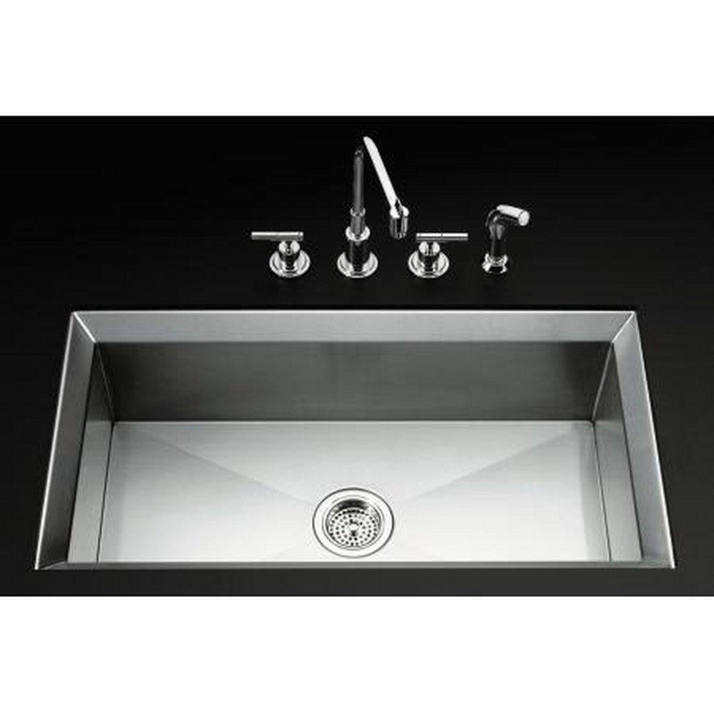 KOHLER Stainless Steel Single Bowl Undermount Kitchen Sink with Cutting Board and Bottom Bowl Rack 