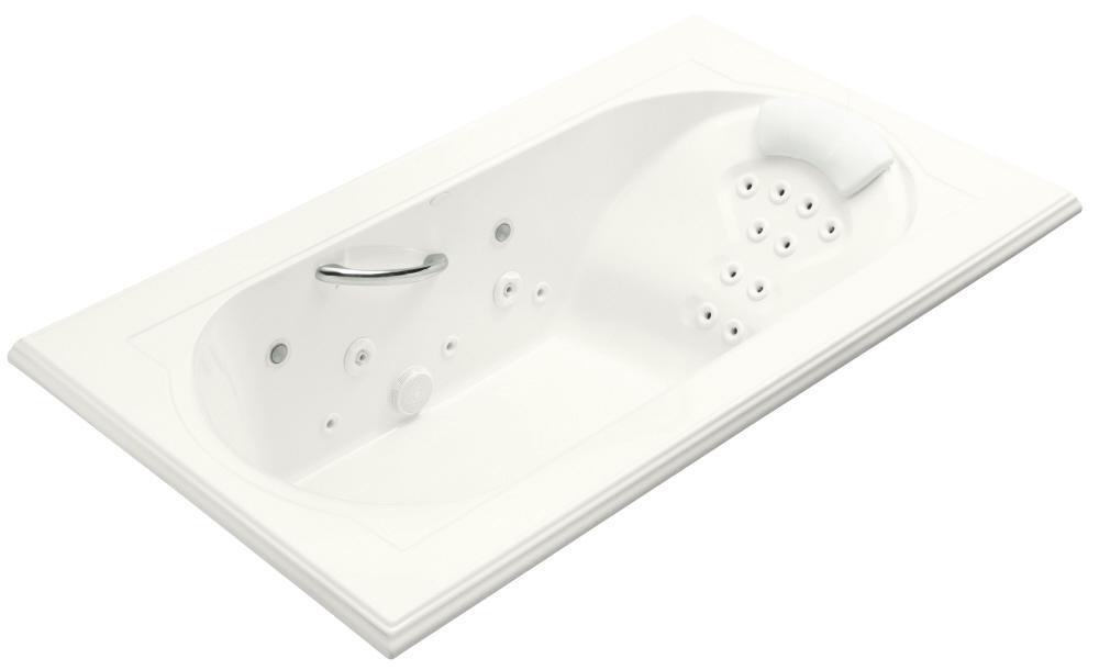 KOHLER White 72 x 42 in. Whirlpool Drop-In Bathtub with Center Drain 