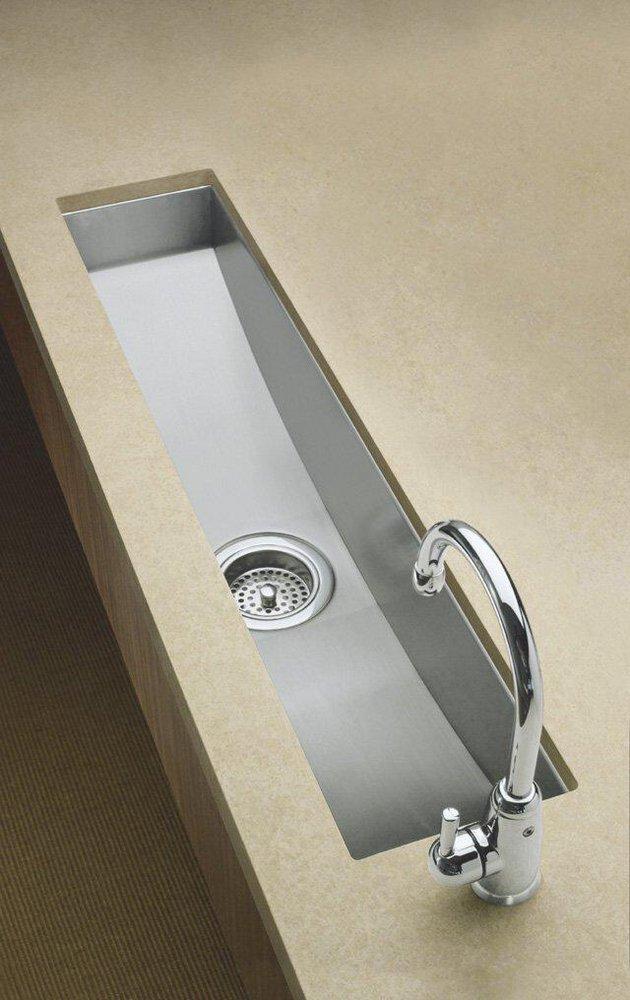KOHLER Stainless Steel Single Bowl Undermount Trough Kitchen Sink, Includes Wire Basket and Rack 