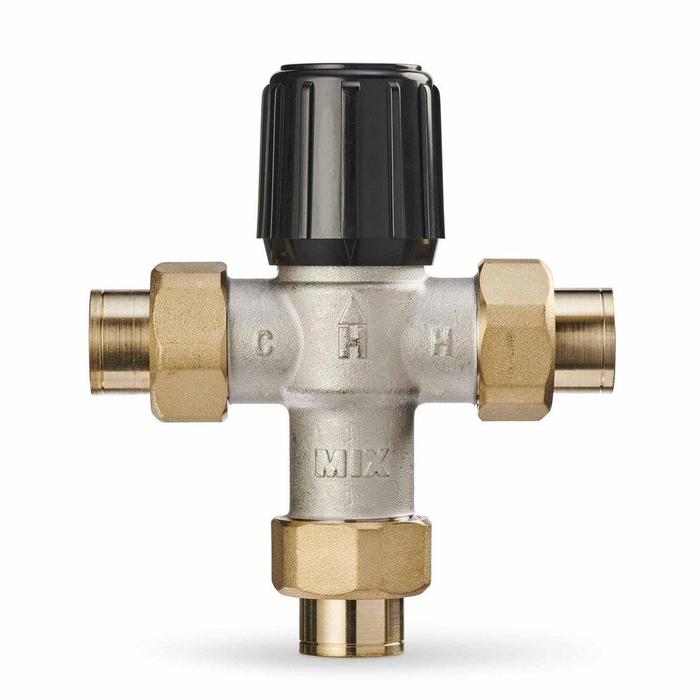 Resideo Metallic Union Sweat Hydronic Mixing Valve Nickel Plated Brass, Rubber and Plastic 150 psi 