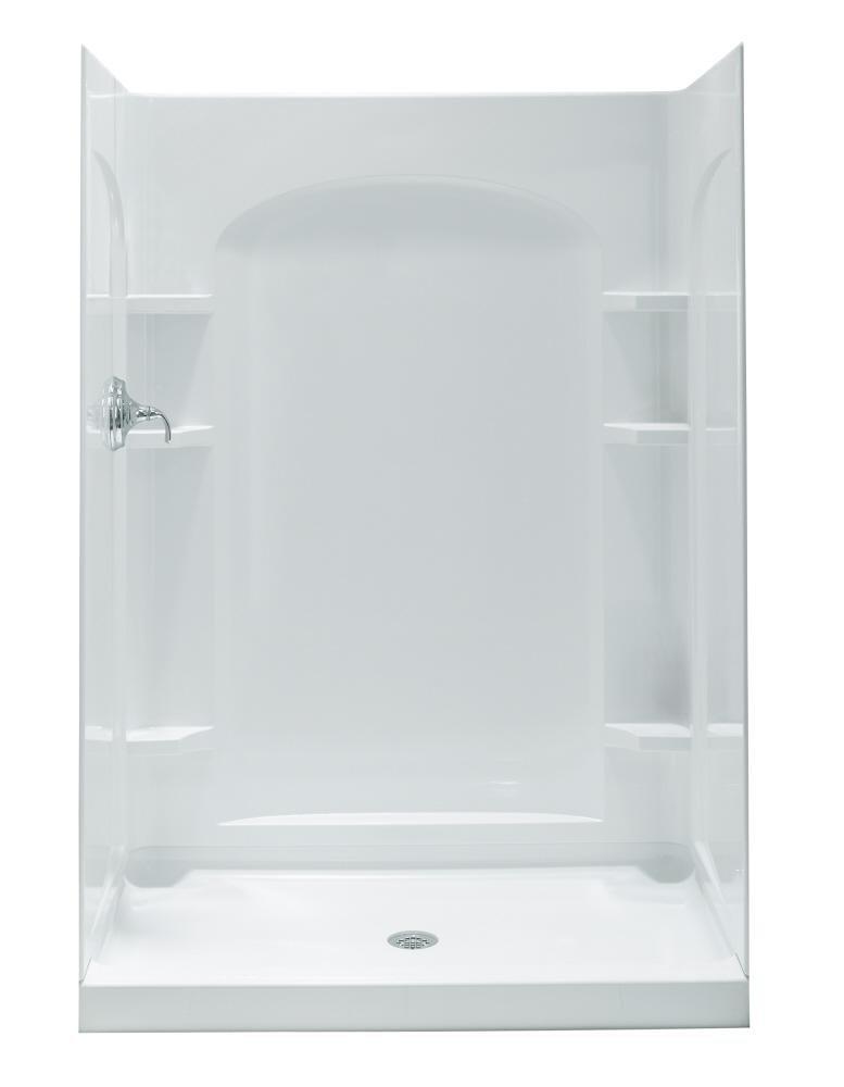 Sterling White 48 x 34 x 77 in. Alcove Shower Unit with Center Drain 