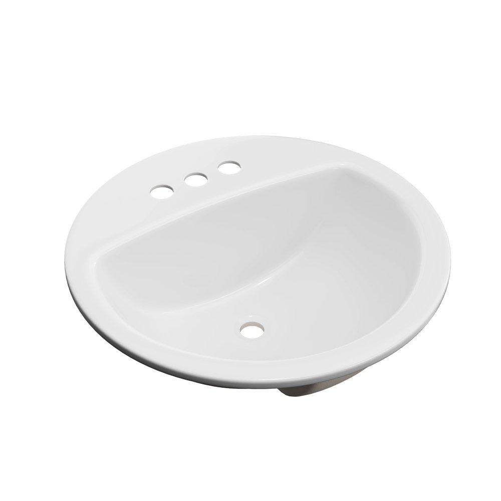PROFLO&reg; White 19 x 19 in. Drop-in Bathroom Sink with 4 in. Centerset Faucet Holes 