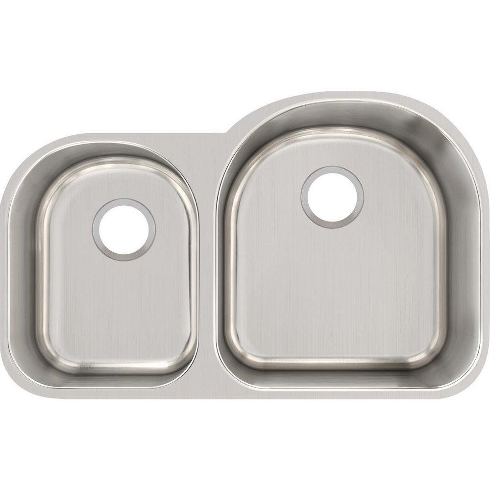 Elkay Lustrous Satin 31-1/4 x 20 in. No Hole Stainless Steel Double Bowl Undermount Kitchen Sink 
