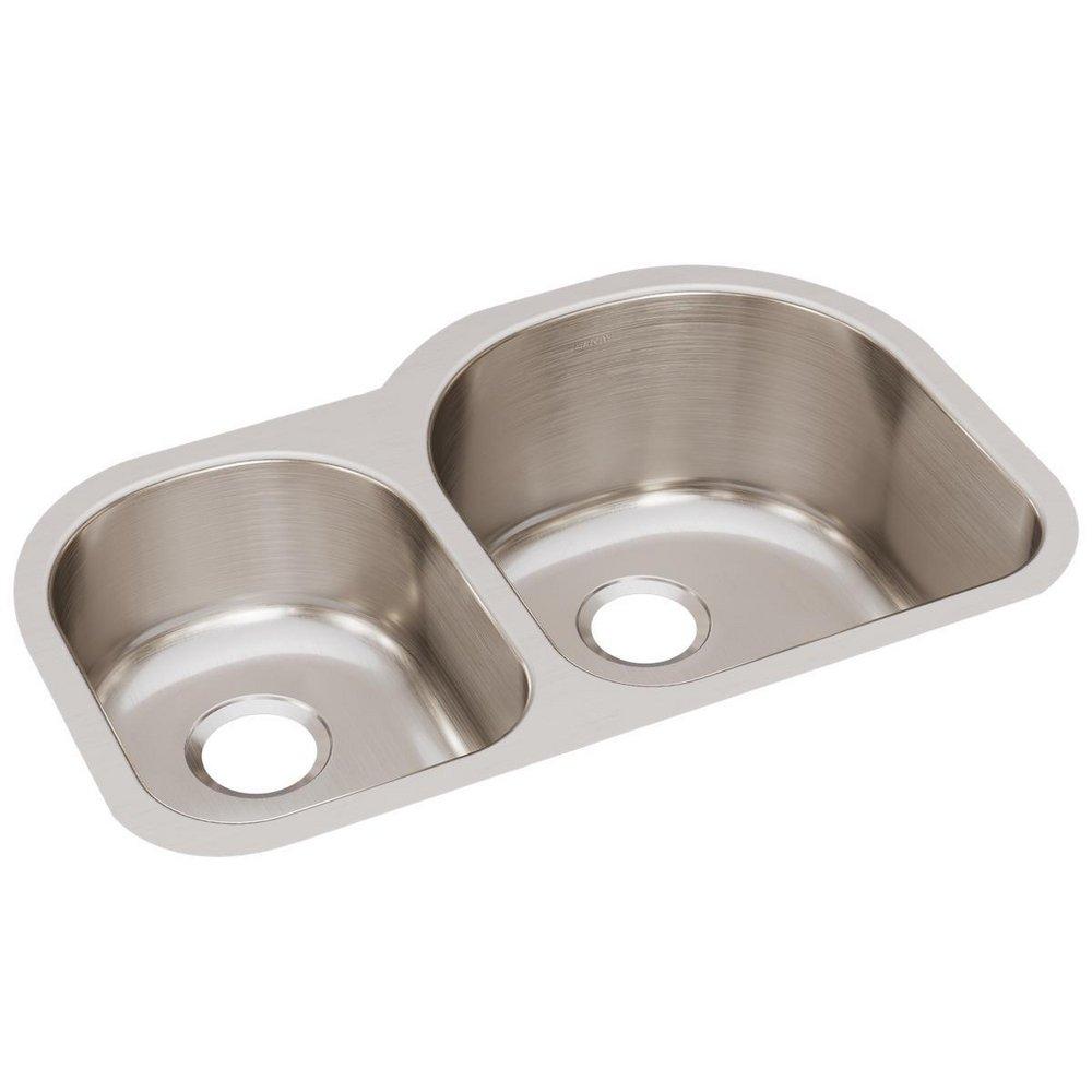 Elkay Lustrous Satin 31-1/4 x 20 in. No Hole Stainless Steel Double Bowl Undermount Kitchen Sink 