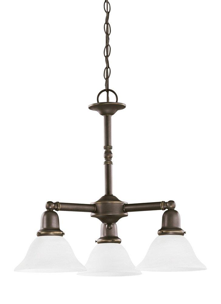 Seagull Lighting Heirloom Bronze 100 W 3-Light Medium Chandelier with Satin White Glass 