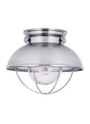 100 W 1-Light Medium Outdoor Semi-Flush Mount Ceiling Fixture in Brushed Stainless Steel