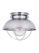 Visual Comfort & Co. Generation Lighting Brushed Stainless Steel 1-Light Outdoor Ceiling Flushmount Light 