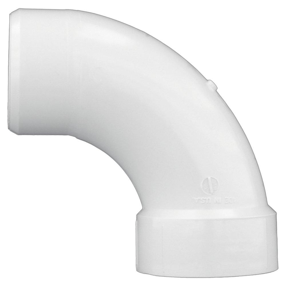 White PVC DWV 90&deg; Street Long Turn Elbow 