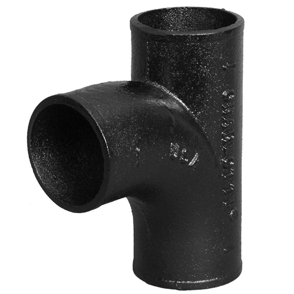 Black No Hub Cast Iron Sanitary Tee 