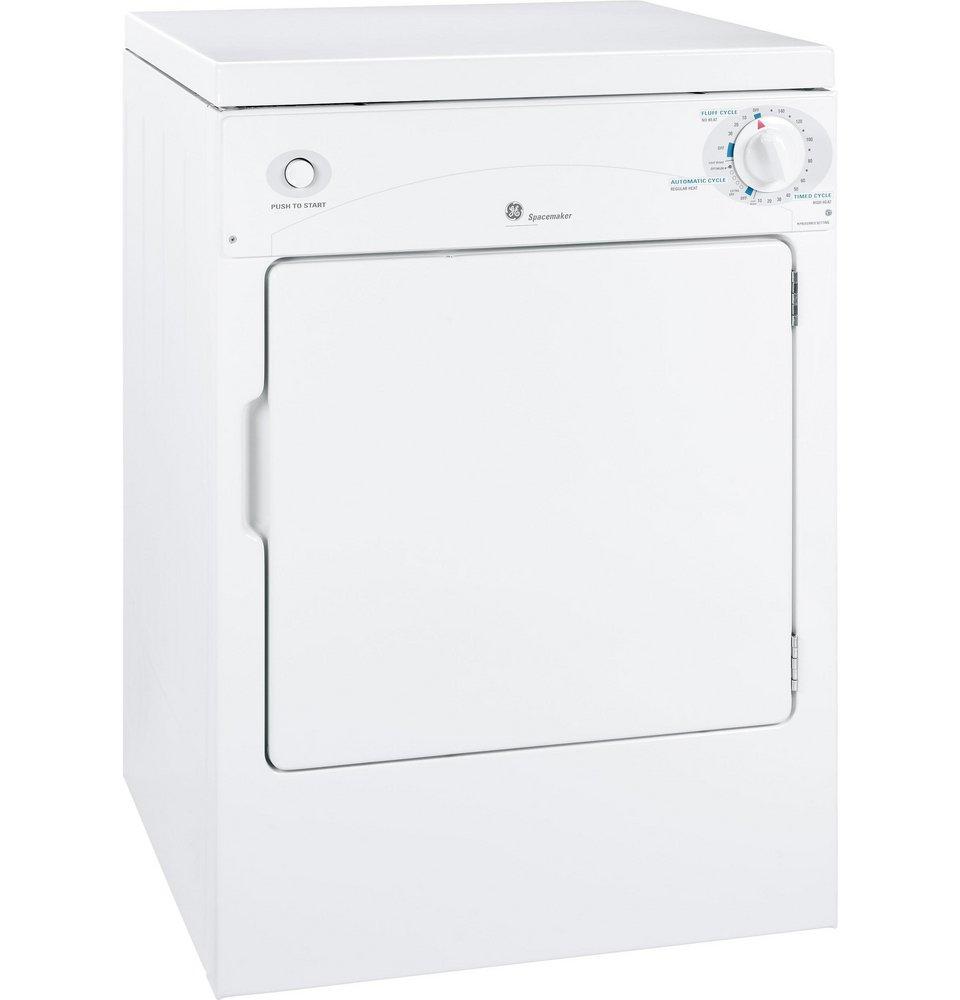 GE&reg; White 23-7/8 in. 3.6 cu. ft. Electric Dryer 