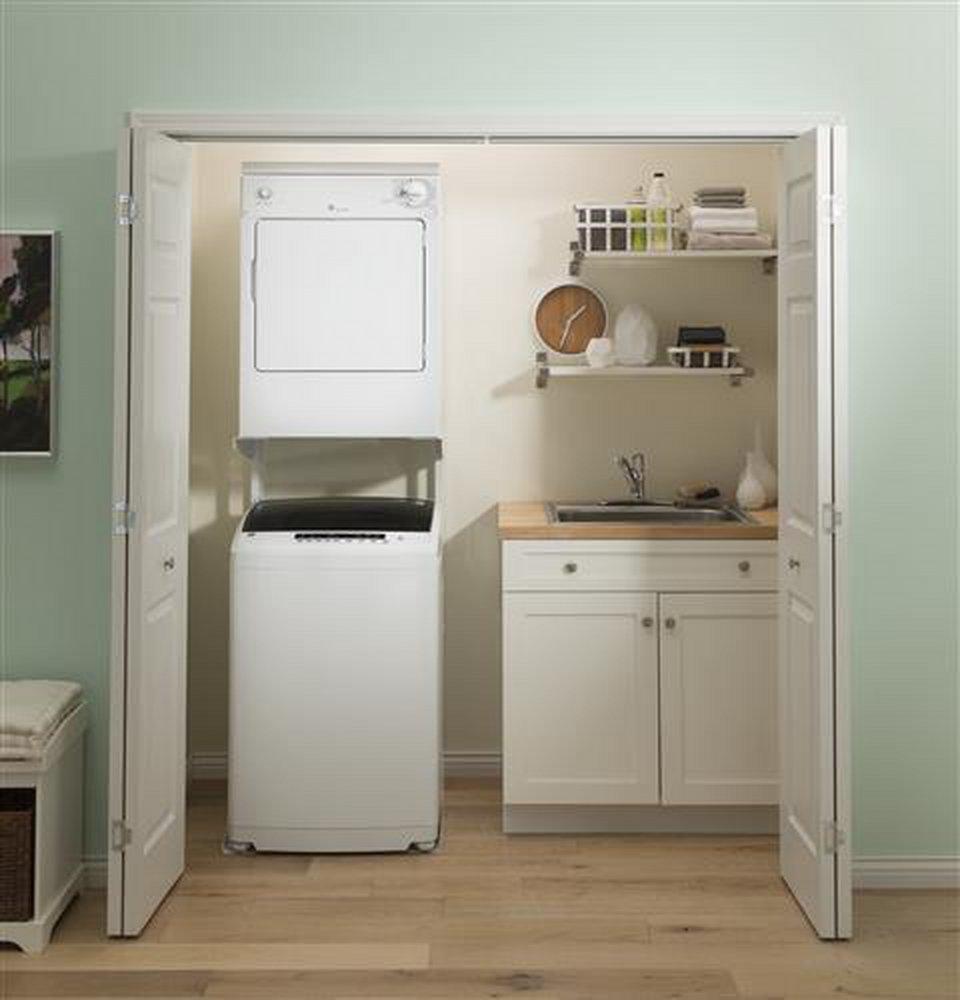 GE&reg; White 23-7/8 in. 3.6 cu. ft. Electric Dryer 