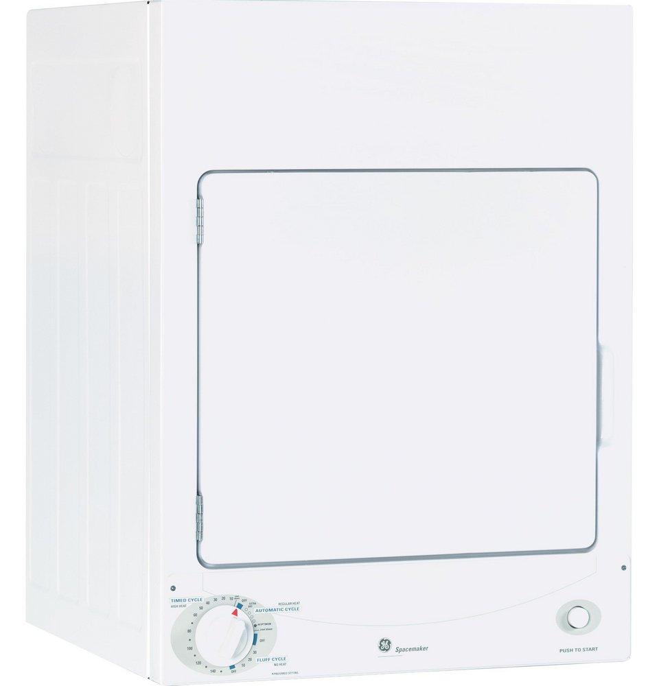 GE&reg; White on White 23-7/8 in. 3.6 cu. ft. Electric Dryer 