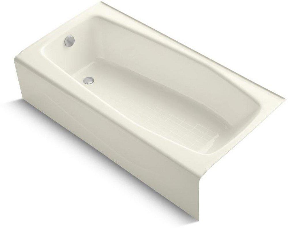 KOHLER Biscuit 60 x 30-1/4 in. Soaker Alcove Bathtub Left Drain 