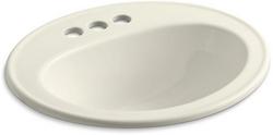 20-1/4 in. Drop-in Oval Vitreous China Bathroom Sink in Biscuit