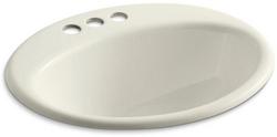 19-1/4 in. Drop-in Oval Cast Iron Bathroom Sink in Biscuit