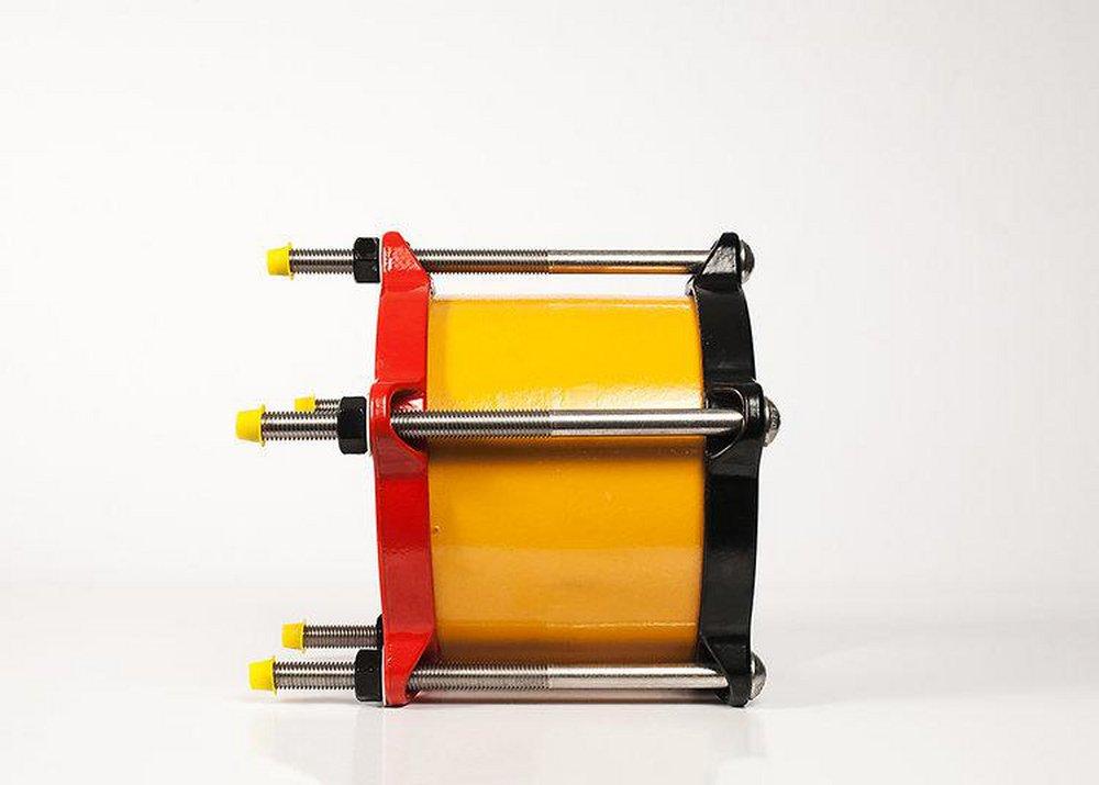 Romac Industries Red Yellow Shop Coated Restraint Joint Transition Ductile Iron Coupling 