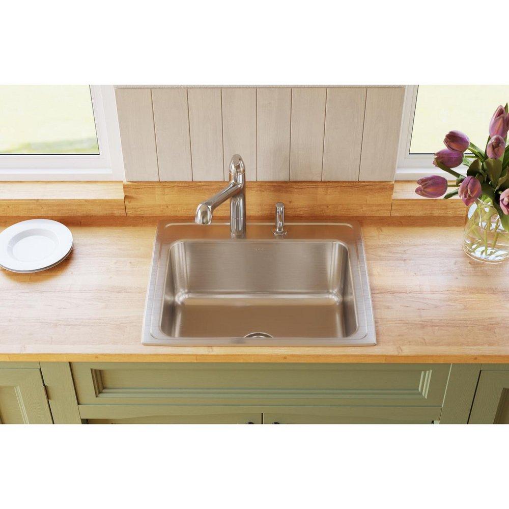 Elkay Lustrous Satin 25 x 21-1/4 in. Stainless Steel Single Bowl Drop-in Kitchen Sink in Lustrous Satin 