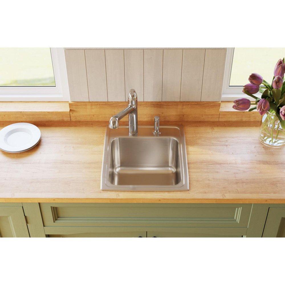 Elkay Lustrous Satin 17 x 20 in. Stainless Steel Single Bowl Drop-in Kitchen Sink in Lustrous Satin 
