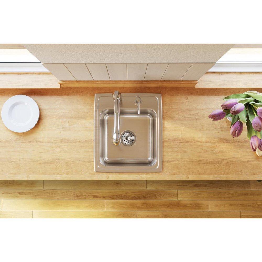 Elkay Lustrous Satin 17 x 20 in. Stainless Steel Single Bowl Drop-in Kitchen Sink in Lustrous Satin 