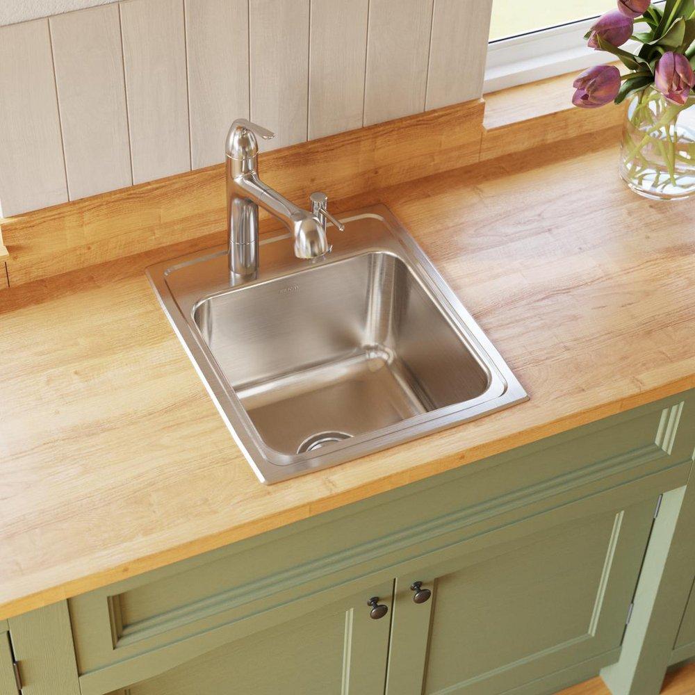 Elkay Lustrous Satin 17 x 20 in. Stainless Steel Single Bowl Drop-in Kitchen Sink in Lustrous Satin 