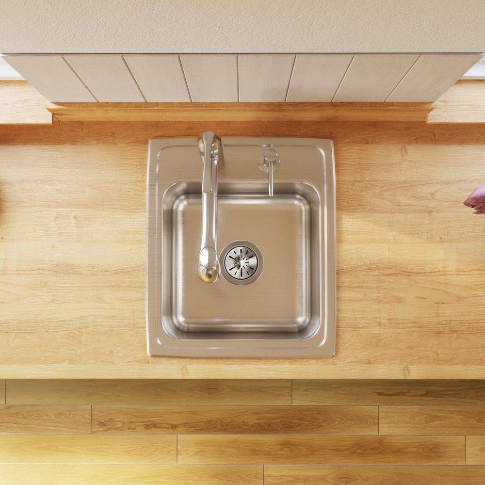 Elkay Lustrous Satin 17 x 20 in. Stainless Steel Single Bowl Drop-in Kitchen Sink in Lustrous Satin 